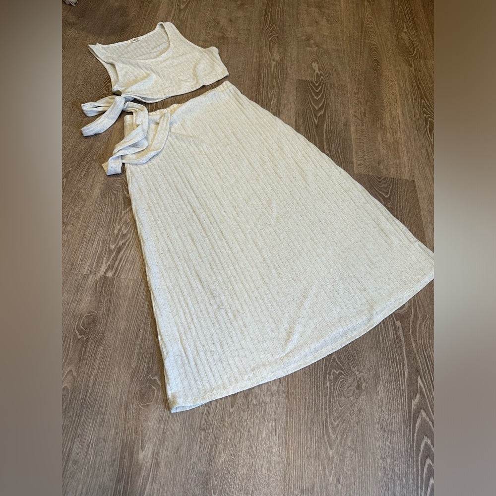 Pinkblush Crop Sweater & Maternity Midi Skirt Set - cream